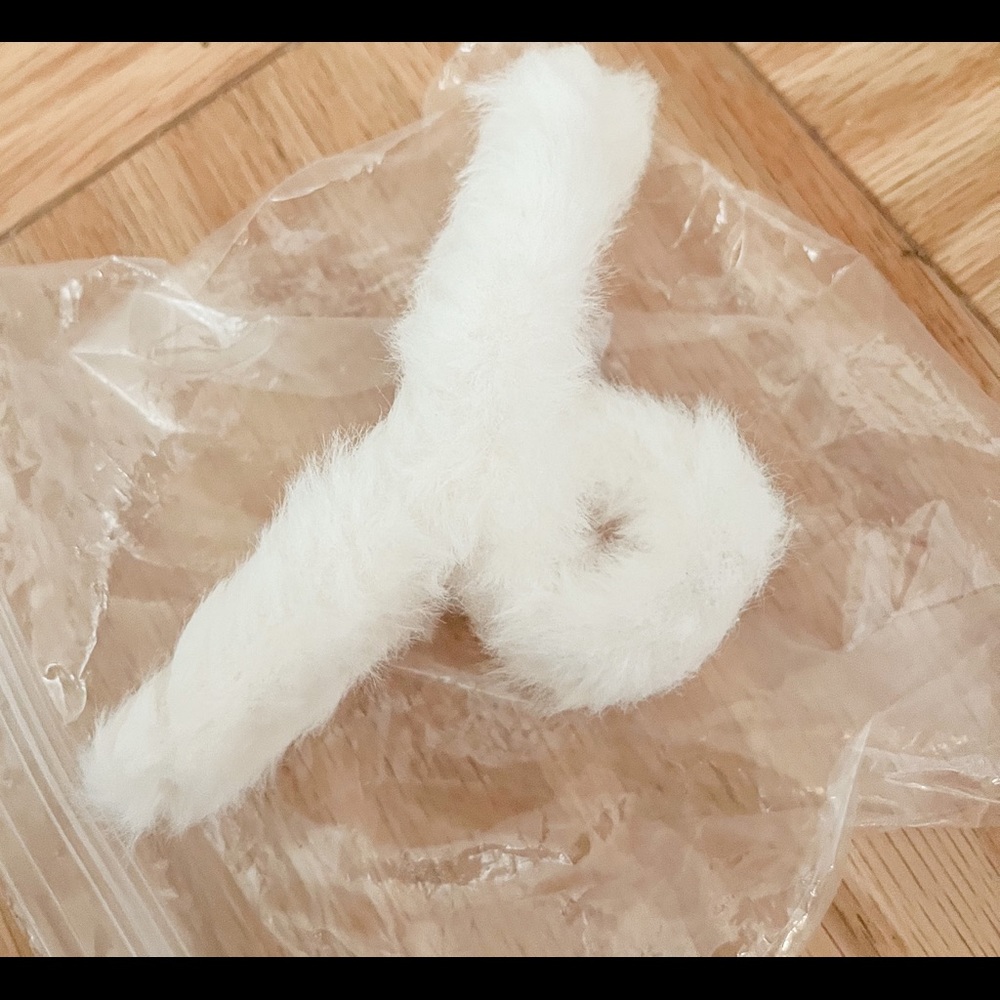 White Fur Claw Clip